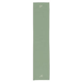 Donkere Sage Green met Monogram Initiaal Korte Tafelloper (Voorkant)