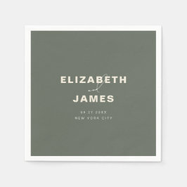 Donkere Sage Green Rustic Modern Minimalist Weddin Servet