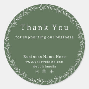 Donkere Sage Groene Chique Whimsical Zakelijke Bru Ronde Sticker
