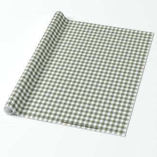 Donkere Sage Groene en Witte Gingham Neutrale Kleu Cadeaupapier