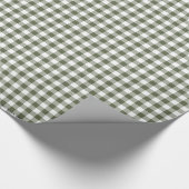 Donkere Sage Groene en Witte Gingham Neutrale Kleu Cadeaupapier (Hoek)