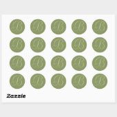Donkere Sage Groene Monogrammed Huwelijksenvelop A Ronde Sticker (Vel)