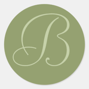 Donkere Sage Groene Monogrammed Huwelijksenvelop A Ronde Sticker