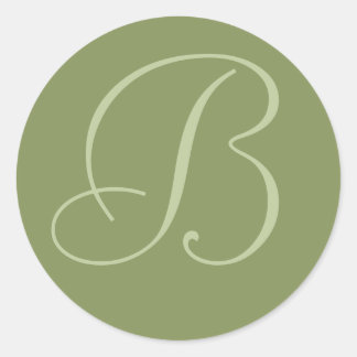 Donkere Sage Groene Monogrammed Huwelijksenvelop A Ronde Sticker