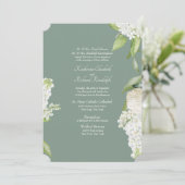 Donkere Sage Witte Hydrangea Beide Ouders Bruiloft Kaart (Staand voorkant)