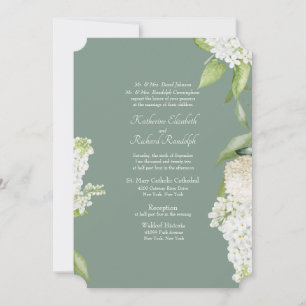 Donkere Sage Witte Hydrangea Beide Ouders Bruiloft Kaart