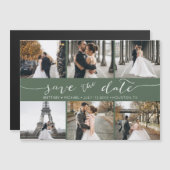 Donkere salie foto collage save the date (Voorkant / Achterkant)