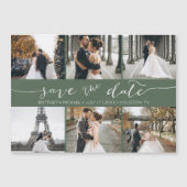 Donkere salie foto collage save the date (Voorkant)