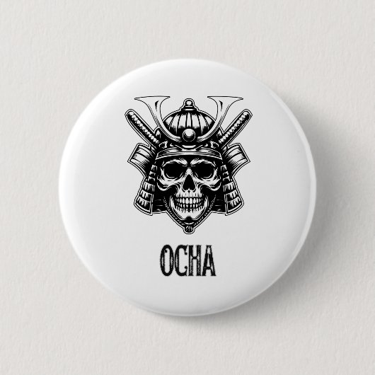 Donkere Samurai Schedel Kabuto Ronde Button 5,7 Cm (Voorkant)