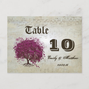 Donkere Sangria Hartblad Boom Tafel Nummer Briefkaart