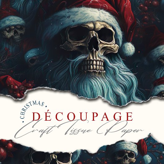 Donkere Santa Skulls in Santa Hats Feestelijke Dec Tissuepapier