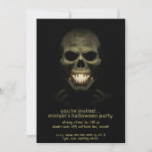 Donkere Schaduw Glanzende Skelet Tand Halloween Fe Kaart (Voorkant)