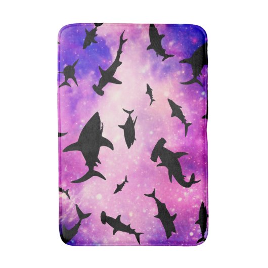 Donkere schaduw vis haai op gradiënt melkwegstelse badmat (Voorkant Verticaal)