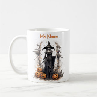 Donkere schaduwkoningin: Halloween heks Gepersonal Koffiemok