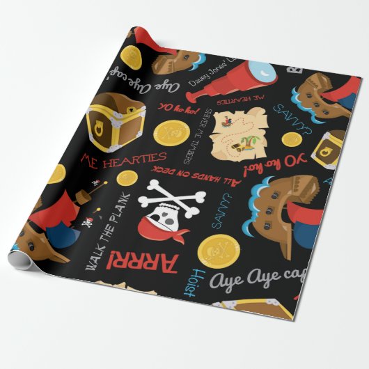 Donkere schatteiland Pirate Wrapping Paper Cadeaupapier (Uitgerold)