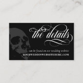 Donkere schedel Elegant Gothic Weddenschap Details Informatiekaartje (Voorkant)
