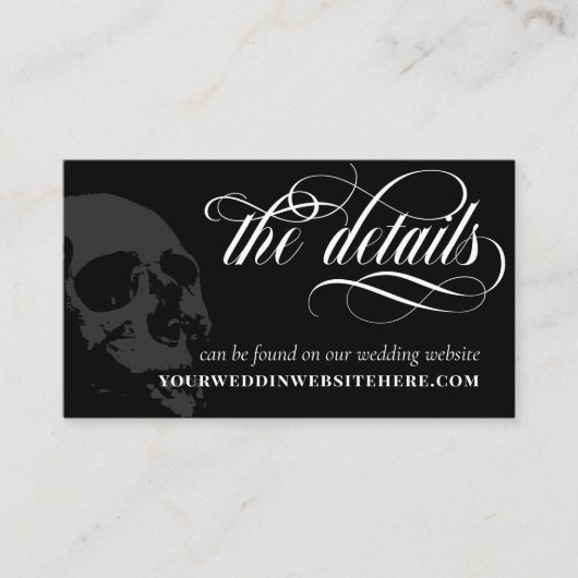 Donkere schedel Elegant Gothic Weddenschap Details Informatiekaartje (Voorkant)
