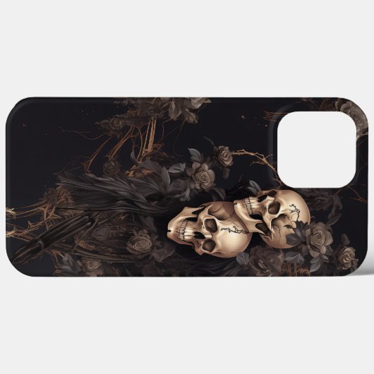 Donkere schedel en bloemenontwerp Case-Mate iPhone case (Achterkant (horizontaal))