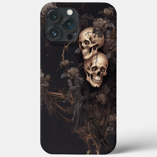 Donkere Schedel en Bloemontwerp Case-Mate iPhone Case (Achterkant)