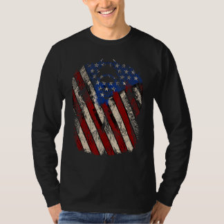 Donkere Schedel Engel VS Vlag Patriottische Amerik T-shirt