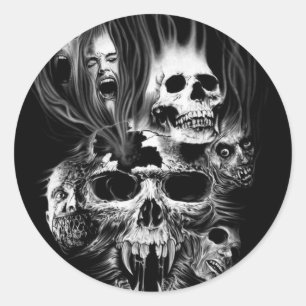 Donkere schedel ronde sticker