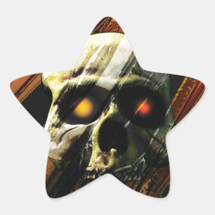 Donkere schedel ster sticker