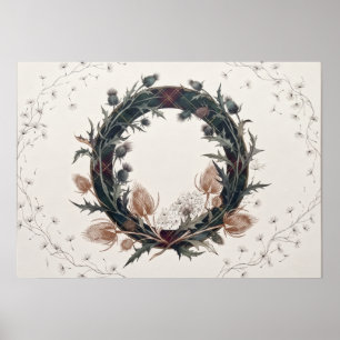 Donkere Schotse Distel Kaarddistel Wreath Kunst Poster