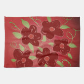 Donkere schuur rode bloemen theedoek (Horizontaal)