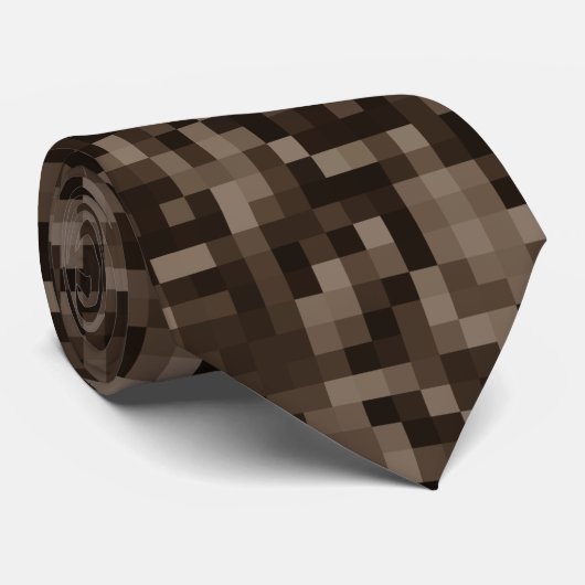 Donkere Sepia Pixels Stropdas (Opgerold)