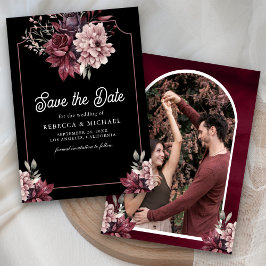 Donkere Sfeervolle Bloemrijke Fotolijst Zwart Brui Save The Date