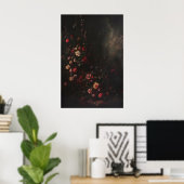 Donkere Sfeervolle Botanische Bloemrozen Bloemkuns Poster (Thuiskantoor)