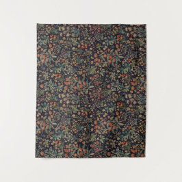 Donkere Sfeervolle Middennacht Bos Bloemige Botani Wandkleed