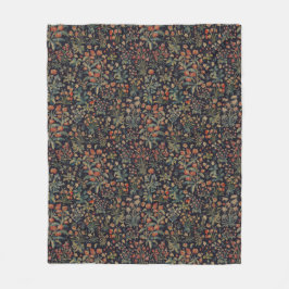 Donkere Sfeervolle Middernacht Bos Bloemige Botani Fleece Deken