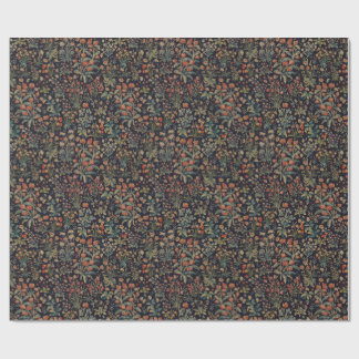 Donkere Sfeervolle Middernachtbos Bloemige Botanis Cadeaupapier