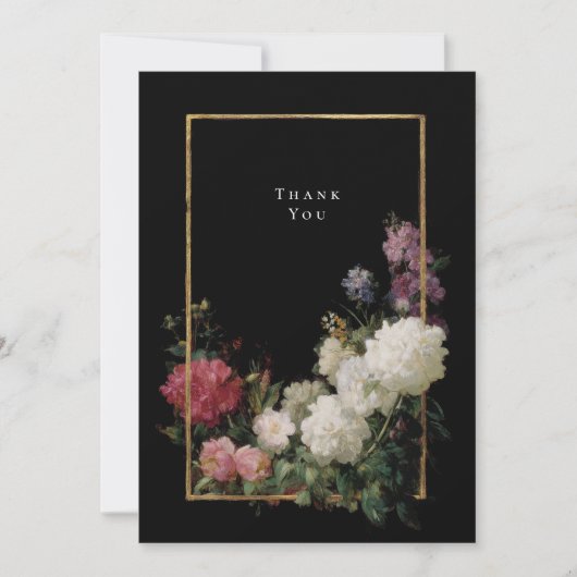 Donkere Sfeervolle Romantische Bloemen Zwart Nepgo Bedankkaart (Voorkant)
