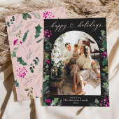 Donkere Sfeervolle Roze Botanische Boog Foto  Feestdagenkaart