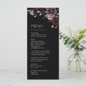 Donkere Sfeervolle Rozen Bruiloft Menu (Staand voorkant)
