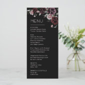 Donkere Sfeervolle Rozen Bruiloft Menu (Staand voorkant)