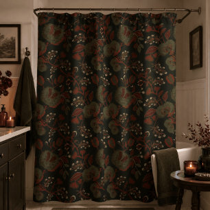 Donkere Sfeervolle Vintage Bloem Gothic Cottage Douchegordijn
