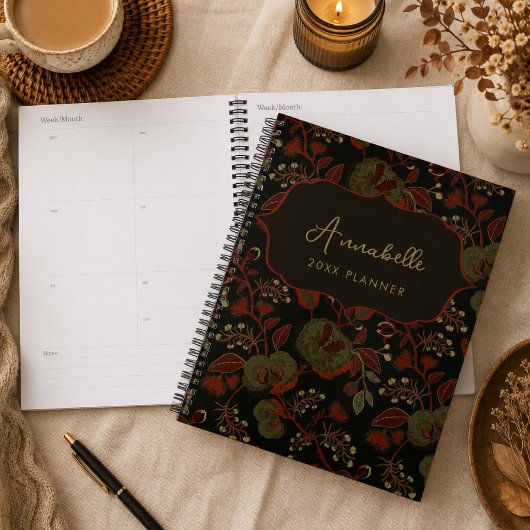 Donkere Sfeervolle Vintage Bloem Gothic Cottage Planner