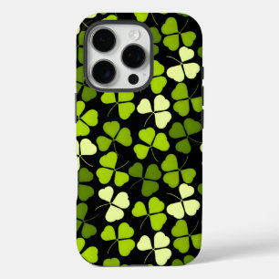 Donkere Shamrock patroon groen & zwart iPhone 16 Pro Hoesje