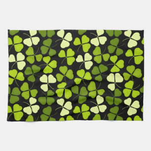 Donkere Shamrock patroon groen & zwart Theedoek