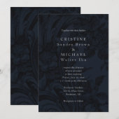 Donkere sierelegante trouwuitnodiging kaart (Voorkant / Achterkant)
