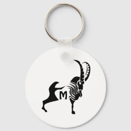 Donkere Silhouette Ram in zwart-inkmonogram Sleutelhanger