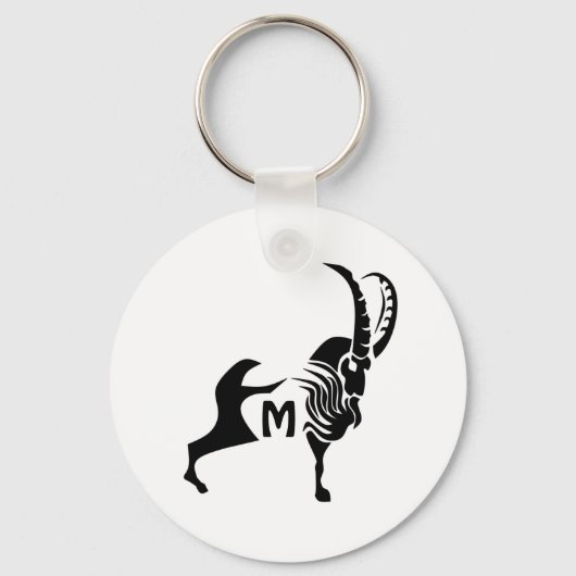 Donkere Silhouette Ram in zwart-inkmonogram Sleutelhanger (Voorkant)