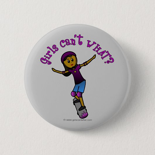 Donkere Skater met Helmet Ronde Button 5,7 Cm (Voorkant)