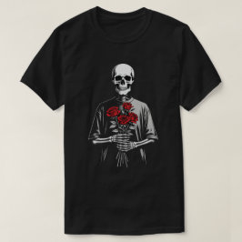 Donkere Skelet met Rode Rozen Boeket Gotische Esth T-shirt