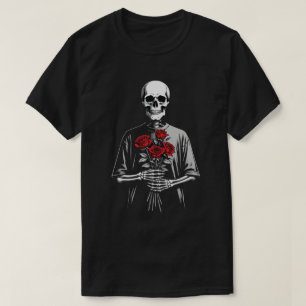 Donkere Skelet met Rode Rozen Boeket Gotische Esth T-shirt