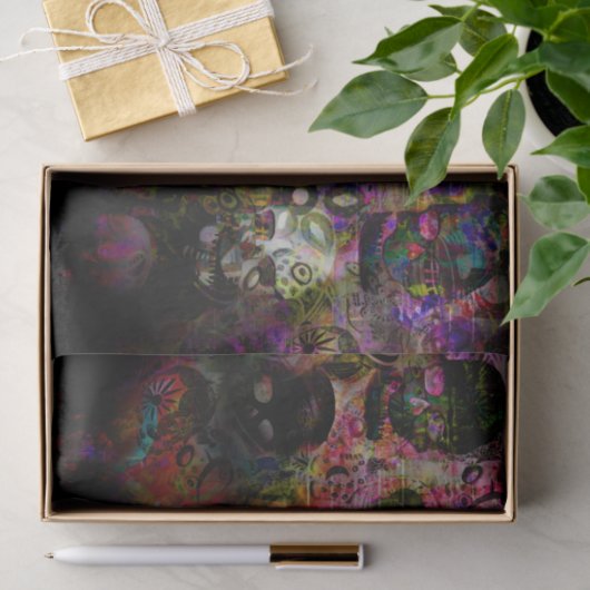 Donkere skeleton tissuepapier (Geschenk)