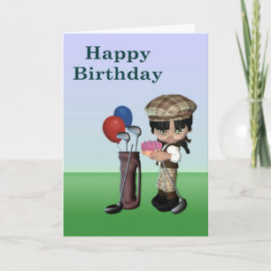 Donkere Skinned Young Golfer Card Kaart